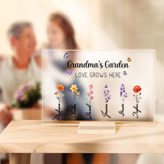 Personalized Grandma’s Garden Plaque – Custom Birth Flower Sign for Mother’s Day, Grandmother Gift