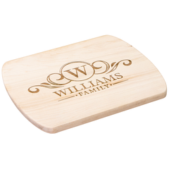 Personalized Monogram Hardwood Cutting Board – Custom Engraved Oval Wood Board for Wedding, Housewarming & Anniversary Gifts