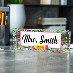 Personalized Teacher Desk Name Plate – Custom Engraved Acrylic Name Sign for Educators & Mentors