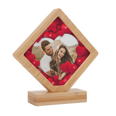 Personalized Wooden Photo Plaque with Rotating Base – Custom Engraved Picture Frame for Birthdays, Weddings & Anniversaries