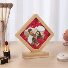 Personalized Wooden Photo Plaque with Rotating Base – Custom Engraved Picture Frame for Birthdays, Weddings & Anniversaries