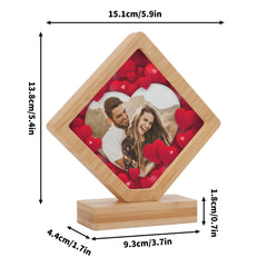 Personalized Wooden Photo Plaque with Rotating Base – Custom Engraved Picture Frame for Birthdays, Weddings & Anniversaries