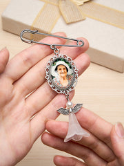 Personalized Angel Wings Memorial Pin – Custom Photo Brooch for Weddings & Special Keepsakes