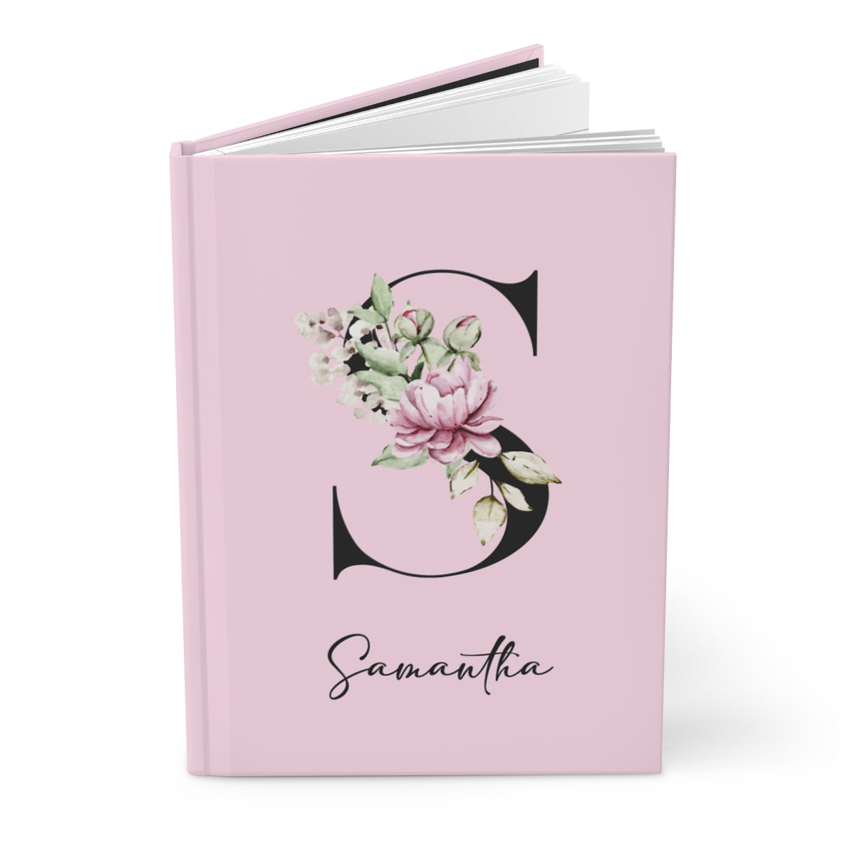 Personalized Floral Hardcover or Spiral Journal – Custom Wildflower Notebook with Initial & Name