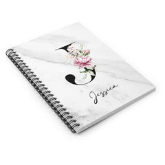 Personalized Floral Hardcover or Spiral Journal – Custom Wildflower Notebook with Initial & Name