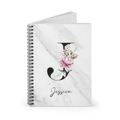 Personalized Floral Hardcover or Spiral Journal – Custom Wildflower Notebook with Initial & Name