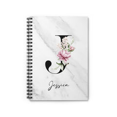 Personalized Floral Hardcover or Spiral Journal – Custom Wildflower Notebook with Initial & Name