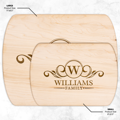 Personalized Monogram Hardwood Cutting Board – Custom Engraved Oval Wood Board for Wedding, Housewarming & Anniversary Gifts