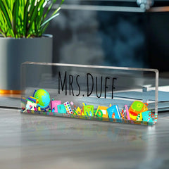 Personalized Teacher Desk Name Plate – Custom Engraved Acrylic Name Sign for Educators & Mentors