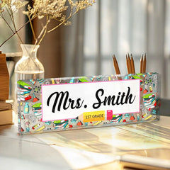 Personalized Teacher Desk Name Plate – Custom Engraved Acrylic Name Sign for Educators & Mentors