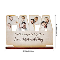 Personalized Papa Wooden Plaque – Custom Photo & Engraved Gift for Father’s Day, Grandpa, or Dad