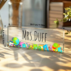 Personalized Teacher Desk Name Plate – Custom Engraved Acrylic Name Sign for Educators & Mentors