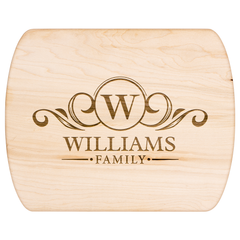 Personalized Monogram Hardwood Cutting Board – Custom Engraved Oval Wood Board for Wedding, Housewarming & Anniversary Gifts