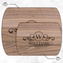 Personalized Monogram Hardwood Cutting Board – Custom Engraved Oval Wood Board for Wedding, Housewarming & Anniversary Gifts