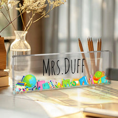 Personalized Teacher Desk Name Plate – Custom Engraved Acrylic Name Sign for Educators & Mentors