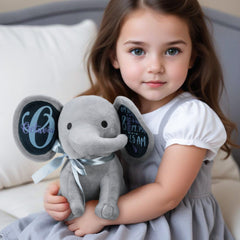 Personalized Elephant Plush – Custom Baby Keepsake & Birth Announcement Gift