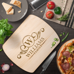 Personalized Monogram Hardwood Cutting Board – Custom Engraved Oval Wood Board for Wedding, Housewarming & Anniversary Gifts