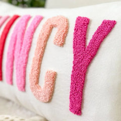 Custom Name Pillow Cover | Personalized Kids Room Decor | Handmade Embroidered Cotton Cushion Case | Baby Shower Gift