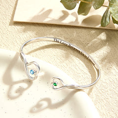 Personalized Double Birthstone Bracelet – Custom Engraved Jewelry for Mothers, Daughters & Couples