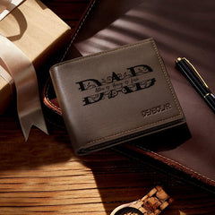 Personalized Leather Wallet for Dad – Custom Engraved Name, Father's Day Gift, Birthday Gift for Men