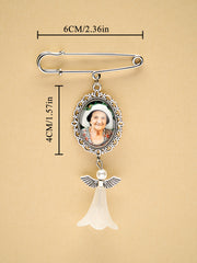 Personalized Angel Wings Memorial Pin – Custom Photo Brooch for Weddings & Special Keepsakes