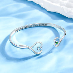 Personalized Double Birthstone Bracelet – Custom Engraved Jewelry for Mothers, Daughters & Couples
