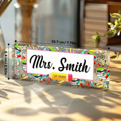Personalized Teacher Desk Name Plate – Custom Engraved Acrylic Name Sign for Educators & Mentors
