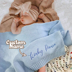 Personalized Baby Blanket with Embroidered Name – Soft Knit Stroller Blanket | Newborn Gift & Keepsake