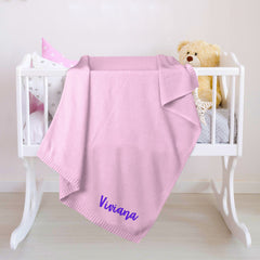Personalized Baby Blanket with Embroidered Name – Soft Knit Stroller Blanket | Newborn Gift & Keepsake