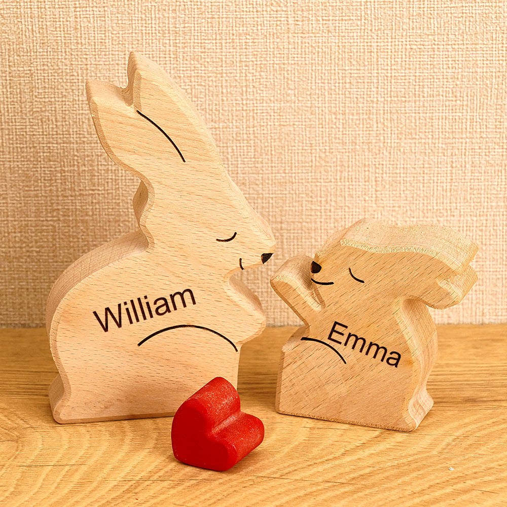Personalized Wooden Family Bunny Puzzle – Custom Name Keepsake & Home Décor Gift
