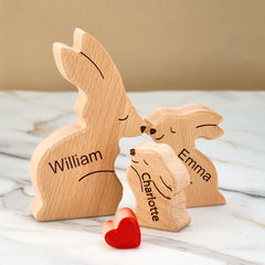 Personalized Wooden Family Bunny Puzzle – Custom Name Keepsake & Home Décor Gift