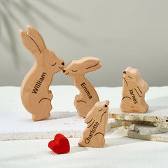 Personalized Wooden Family Bunny Puzzle – Custom Name Keepsake & Home Décor Gift