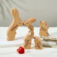 Personalized Wooden Family Bunny Puzzle – Custom Name Keepsake & Home Décor Gift