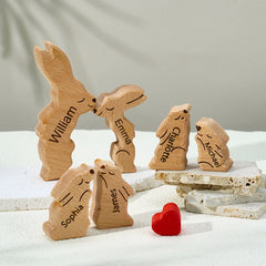 Personalized Wooden Family Bunny Puzzle – Custom Name Keepsake & Home Décor Gift