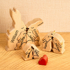 Personalized Wooden Family Bunny Puzzle – Custom Name Keepsake & Home Décor Gift