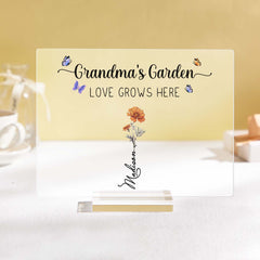 Personalized Grandma’s Garden Plaque – Custom Birth Flower Sign for Mother’s Day, Grandmother Gift