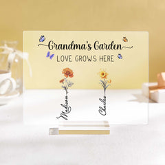 Personalized Grandma’s Garden Plaque – Custom Birth Flower Sign for Mother’s Day, Grandmother Gift