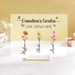 Personalized Grandma’s Garden Plaque – Custom Birth Flower Sign for Mother’s Day, Grandmother Gift