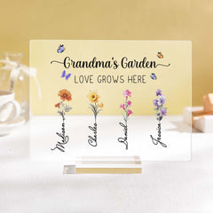 Personalized Grandma’s Garden Plaque – Custom Birth Flower Sign for Mother’s Day, Grandmother Gift