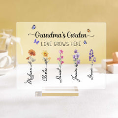 Personalized Grandma’s Garden Plaque – Custom Birth Flower Sign for Mother’s Day, Grandmother Gift