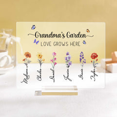 Personalized Grandma’s Garden Plaque – Custom Birth Flower Sign for Mother’s Day, Grandmother Gift