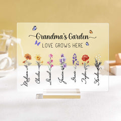 Personalized Grandma’s Garden Plaque – Custom Birth Flower Sign for Mother’s Day, Grandmother Gift