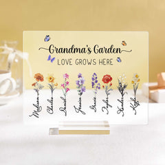 Personalized Grandma’s Garden Plaque – Custom Birth Flower Sign for Mother’s Day, Grandmother Gift