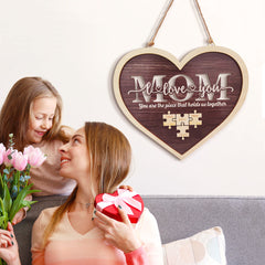 Personalized Mom Heart Puzzle Plaque – Custom Name Family Sign, Mother’s Day Gift
