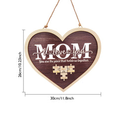 Personalized Mom Heart Puzzle Plaque – Custom Name Family Sign, Mother’s Day Gift