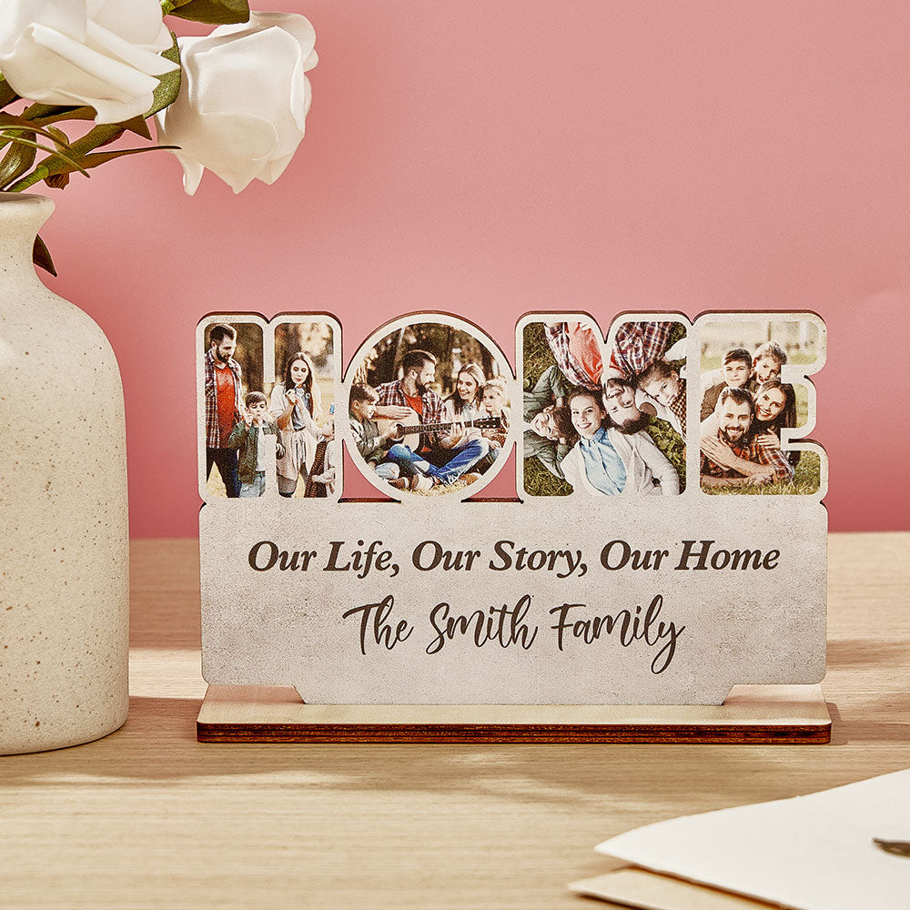 Personalized Home Wooden Plaque – Custom Photo Engraved Sign, Housewarming Gift & Home Décor