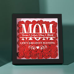 Personalized Flower Shadow Box – Custom Name Frame, Elegant Mother’s Day Gift & Home Décor