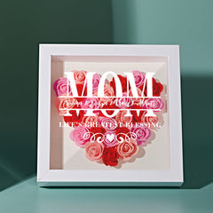 Personalized Flower Shadow Box – Custom Name Frame, Elegant Mother’s Day Gift & Home Décor