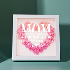 Personalized Flower Shadow Box – Custom Name Frame, Elegant Mother’s Day Gift & Home Décor