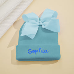 Personalized Baby Bow Knit Hat – Custom Name Beanie for Newborns & Toddlers
